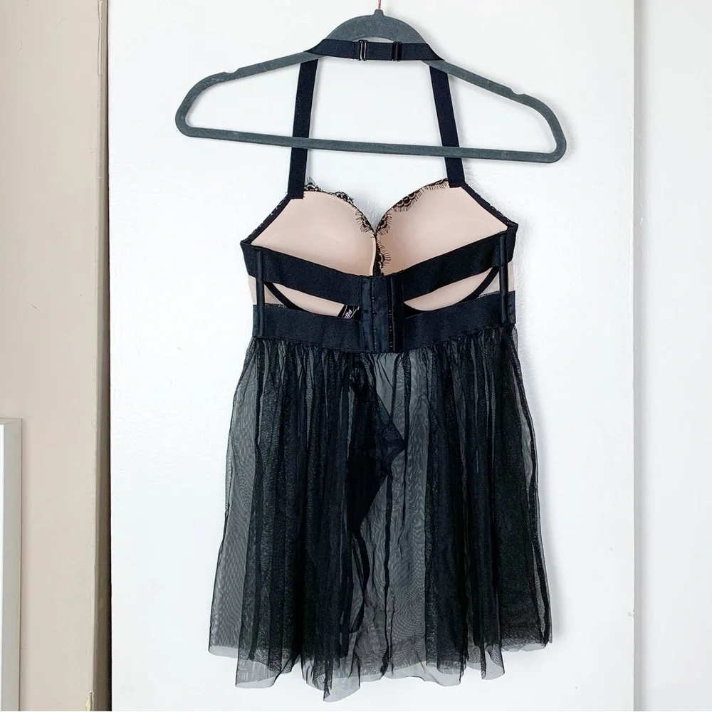Victoria's Secret Black Lace Mesh Babydoll Lingerie